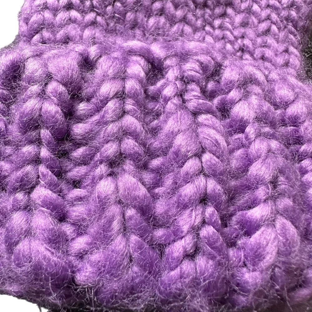 Hand Knit Chunky Purple Mittens